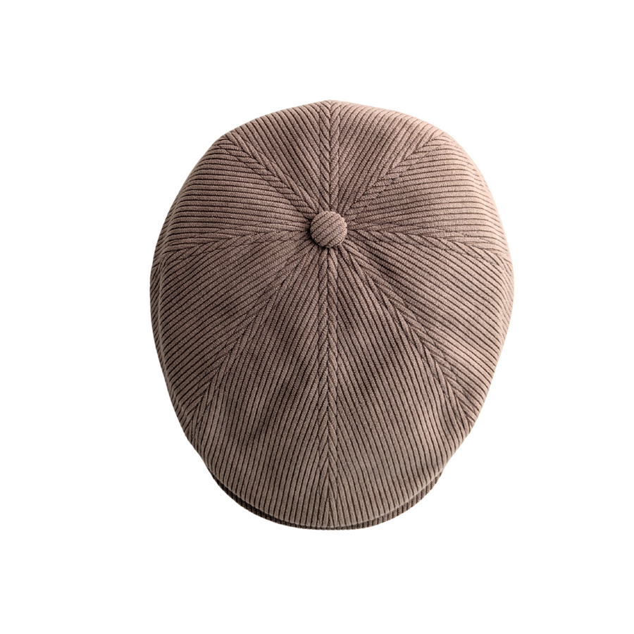 Casquette plate en velours côtelé, fabriquée en Europe — Marron