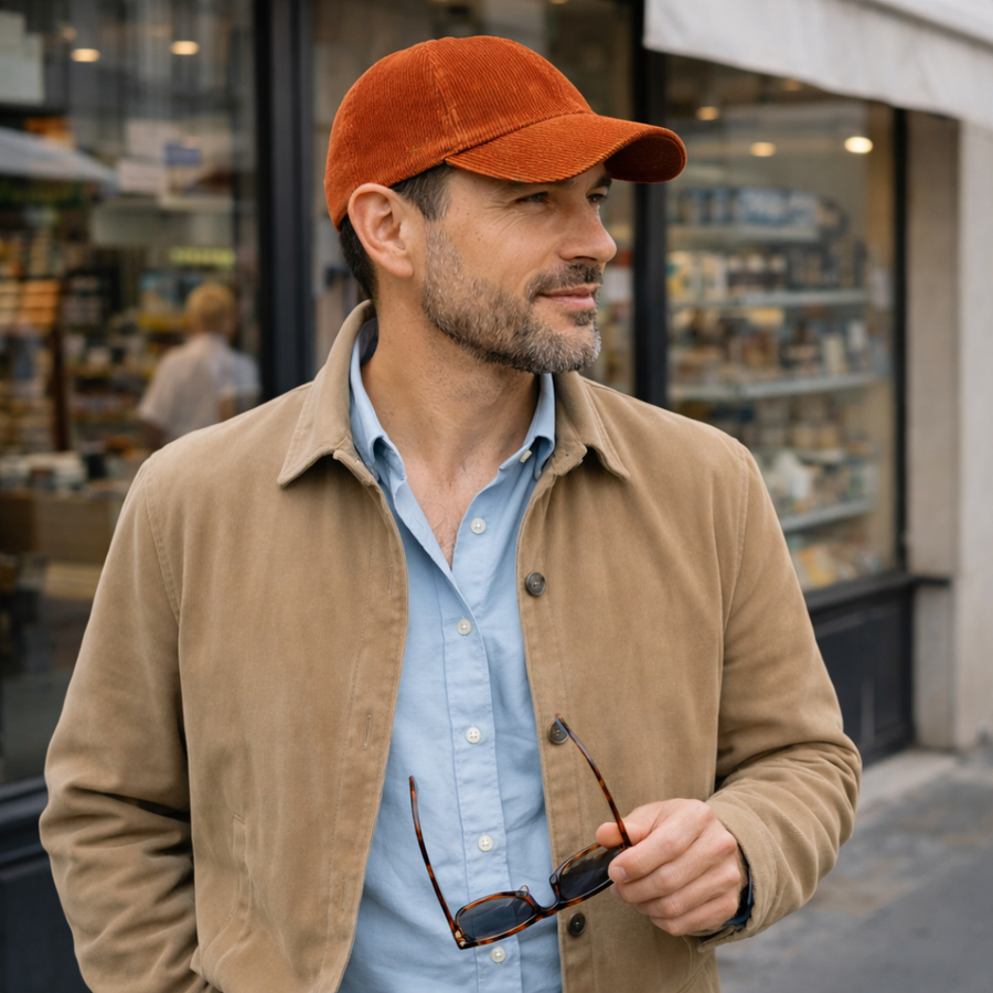 Casquette en velours côtelé – Élégance discrète, pas de gros logo