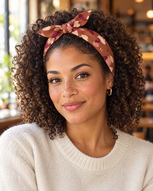 Bandeau à nouer – Ocre porté