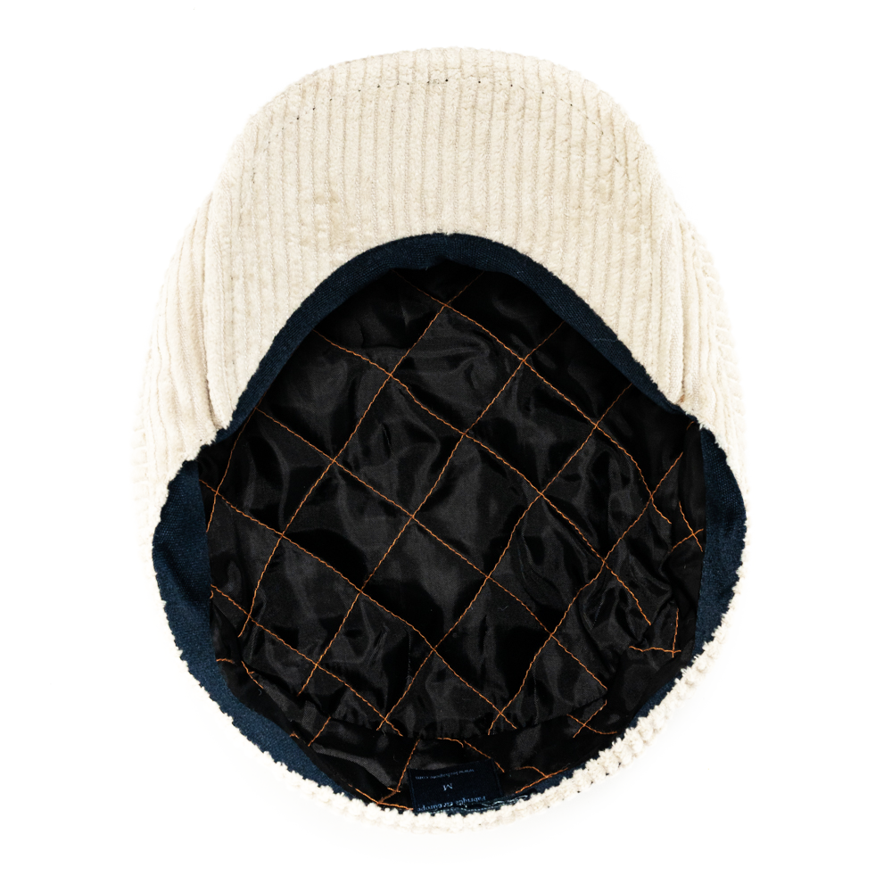 Casquette plate/Béret - Velours côtelé blanc
