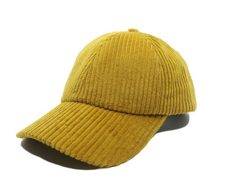 Casquette velours côtelé safran, fabriquée à la main en Europe — autre vue