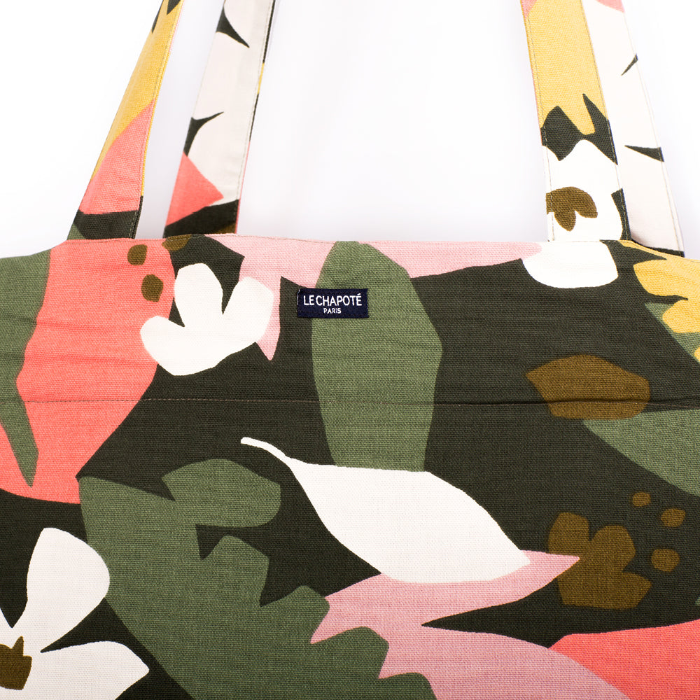 SAC CABAS - Feuilles roses