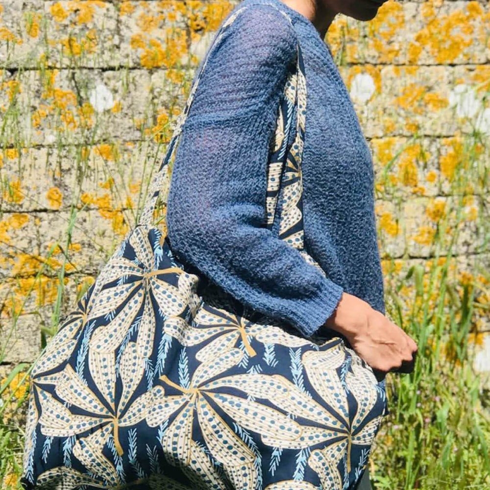 SAC CABAS - Feuilles bleues