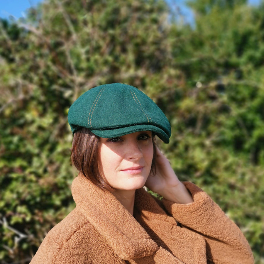 Casquette plate/Béret - Laine verte