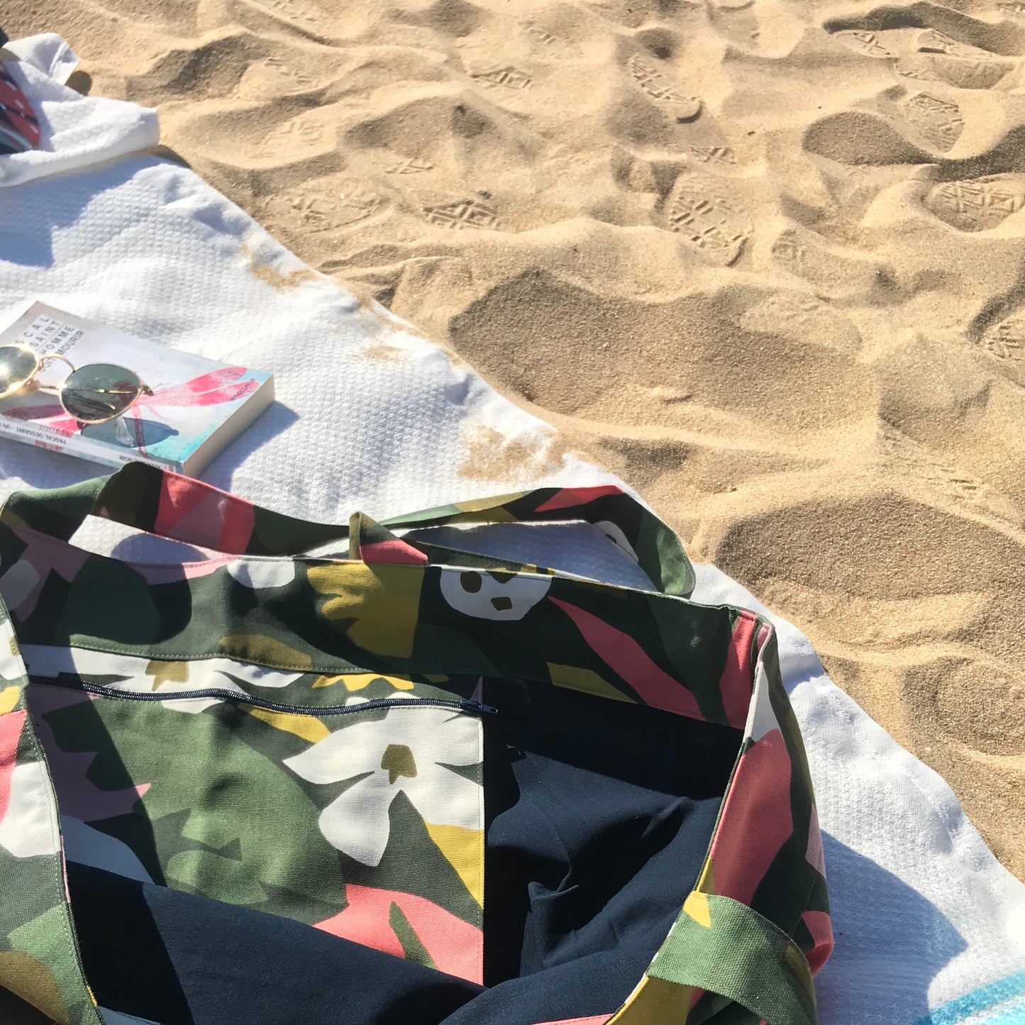 SAC CABAS - Feuilles roses