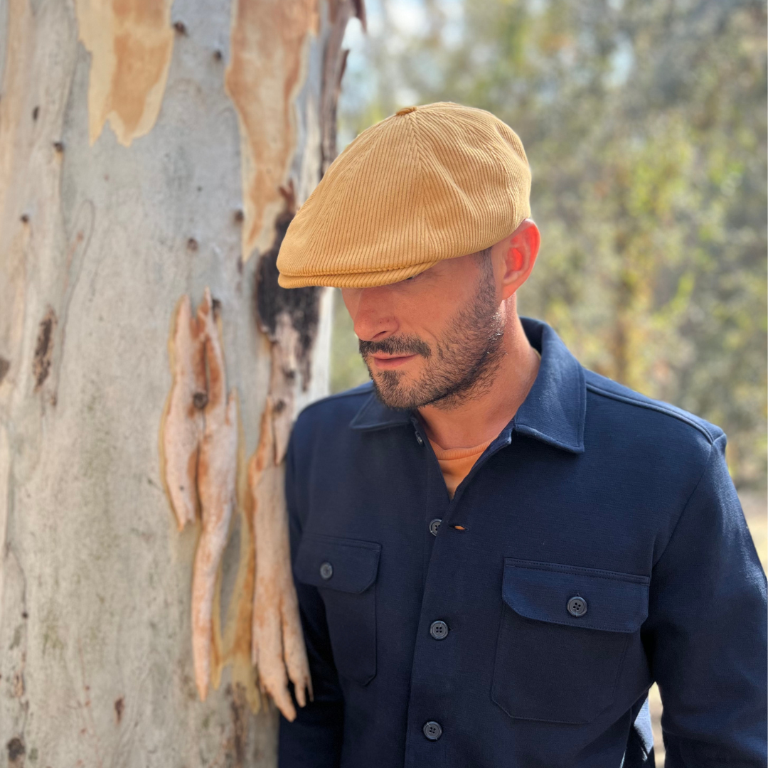 Casquette plate - velours cotelé safran