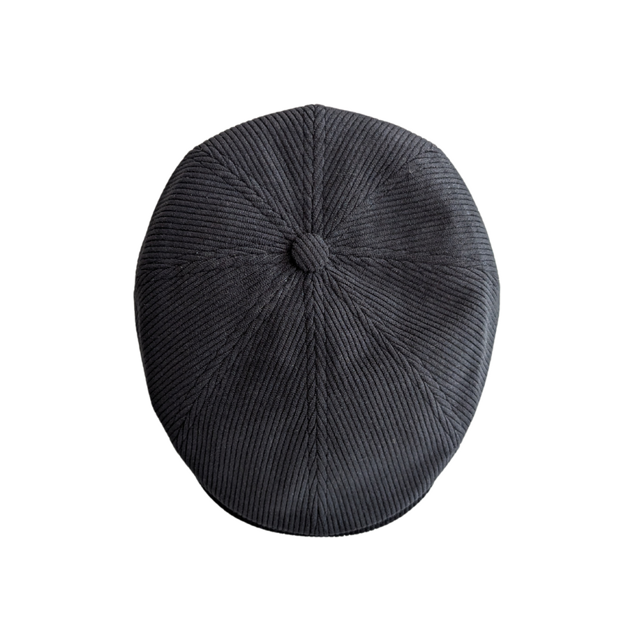 Casquette plate en velours côtelé, fabriquée en Europe — Noir
