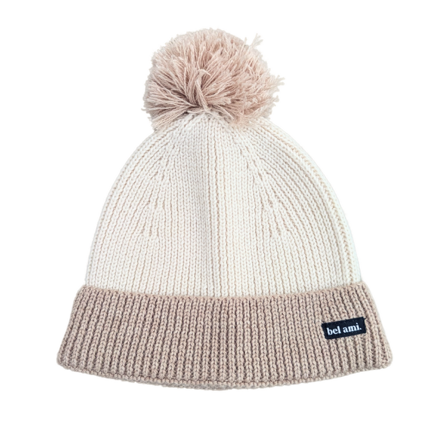Bonnet enfant laine mérinos, chaleur douce — Beige