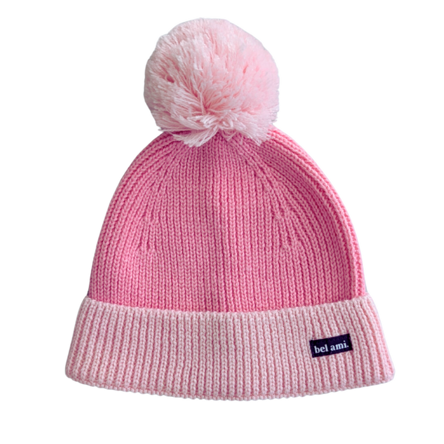 Bonnet enfant laine mérinos, chaleur douce — Rose