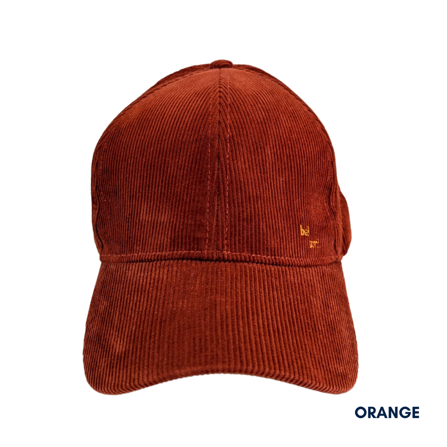 Casquette en velours côtelé – Élégance discrète, pas de gros logo — Orange
