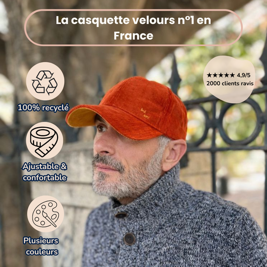 Casquette velours • 100% recyclé • Sans gros logo