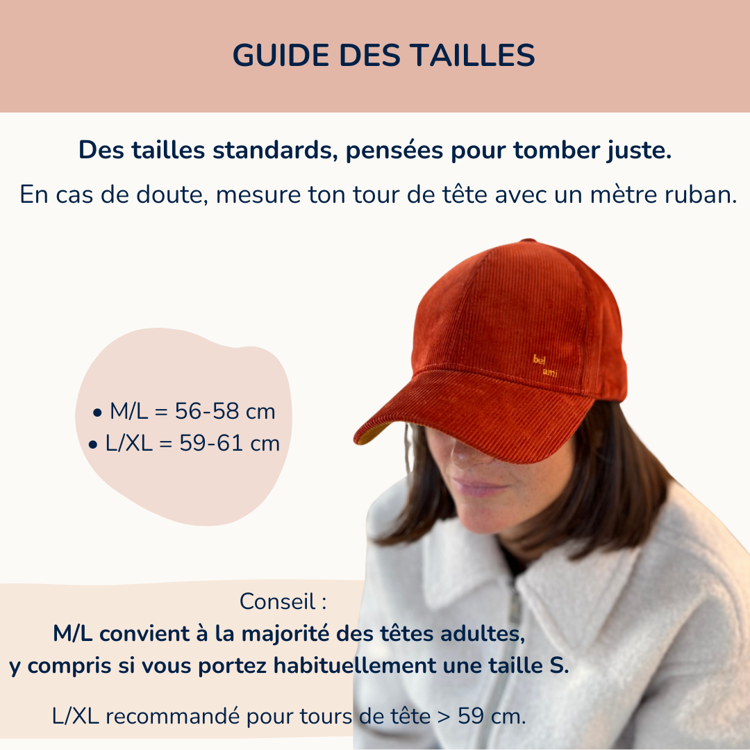 Casquette en velours côtelé, pensée pour le quotidien