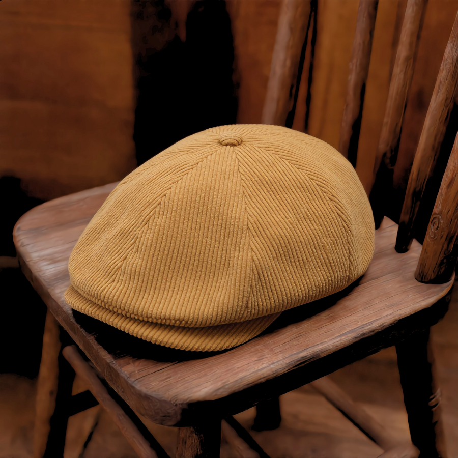 Casquette plate en velours côtelé, fabriquée en Europe