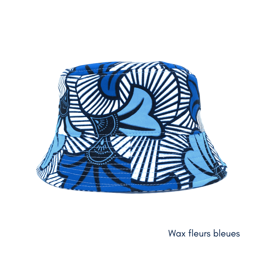 Bob coton | Bob été confortable | Le Chapoté — Wax fleurs bleues