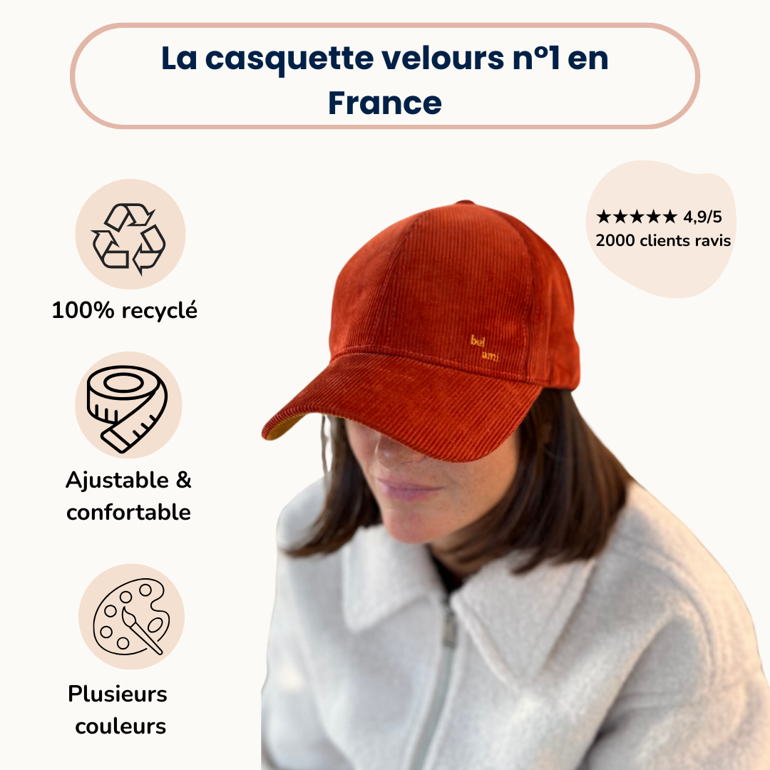 Casquette velours • 100% recyclé • Sans gros logo