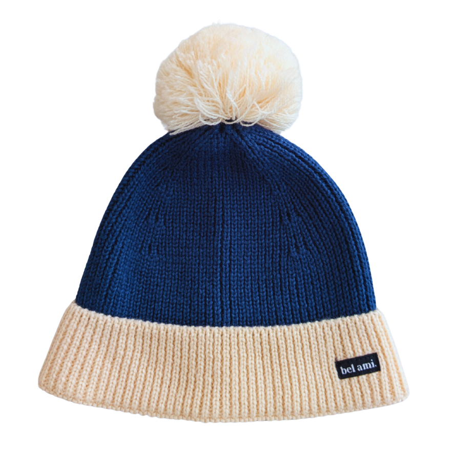 Bonnet enfant laine mérinos, chaleur douce — Bleu