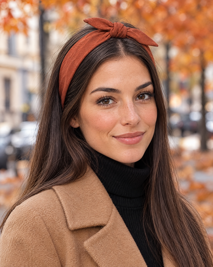 Bandeau à nouer – Terracotta porté