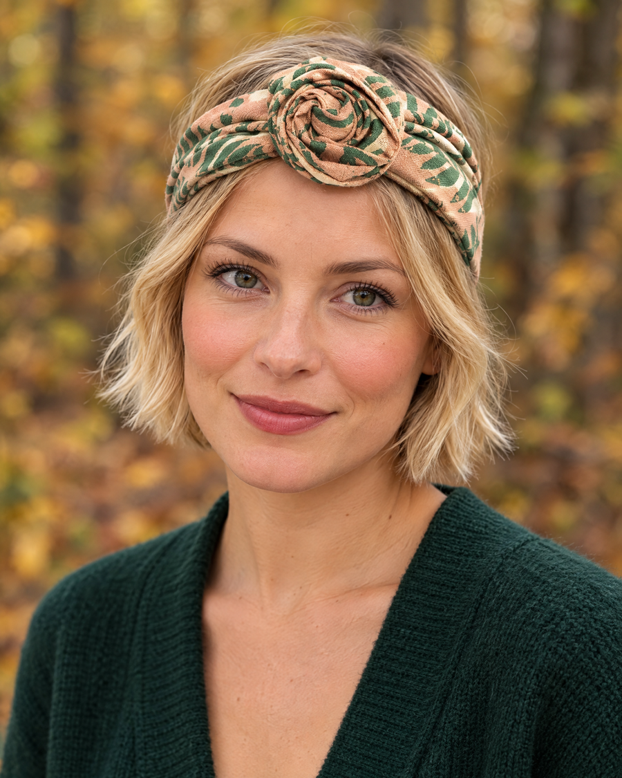 Bandeau rigide – Feuille verte porté