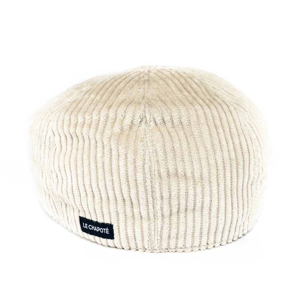 Casquette plate/Béret - Velours côtelé blanc
