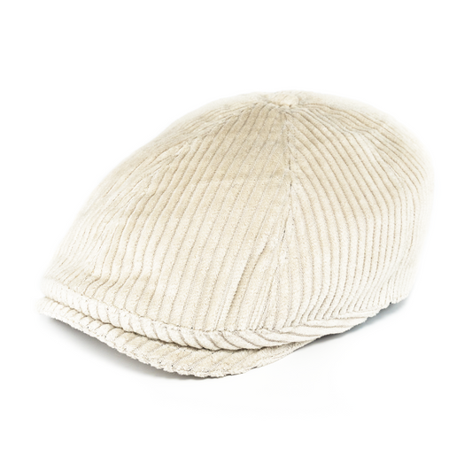 Casquette plate/Béret - Velours côtelé blanc