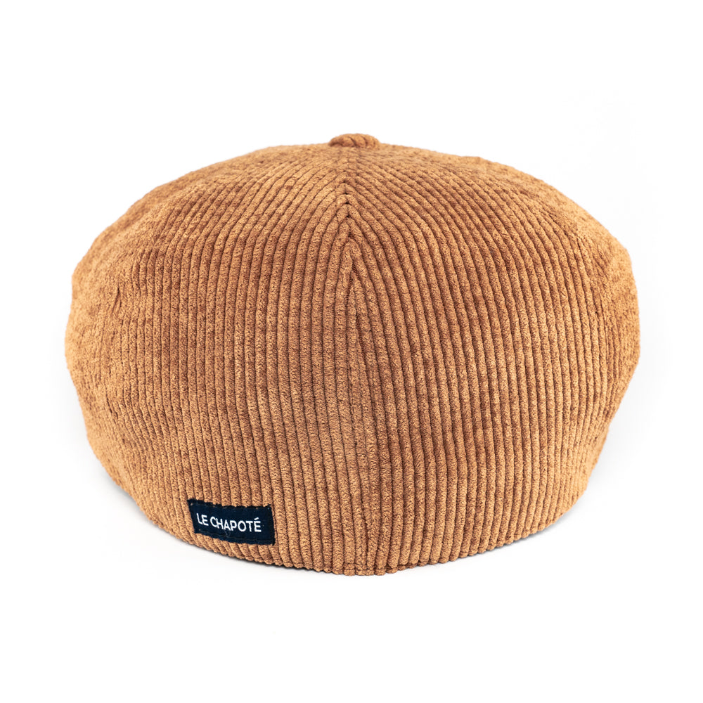Casquette plate/Béret - Velours côtelé camel