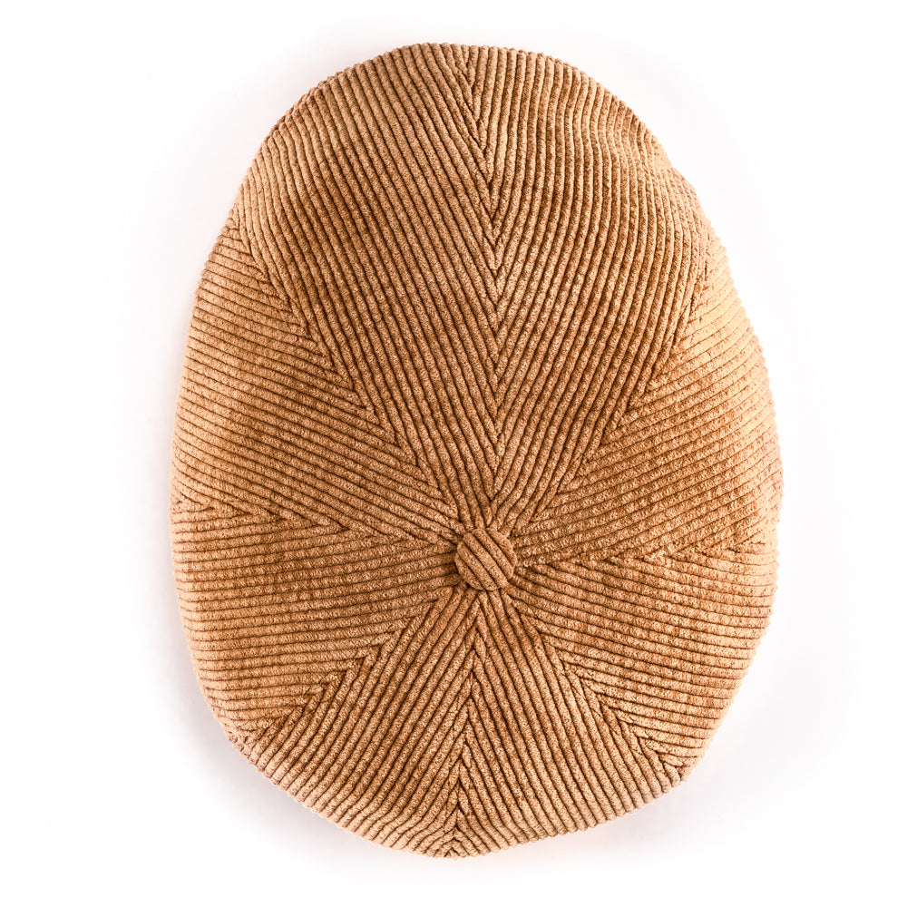 Casquette plate/Béret - Velours côtelé camel