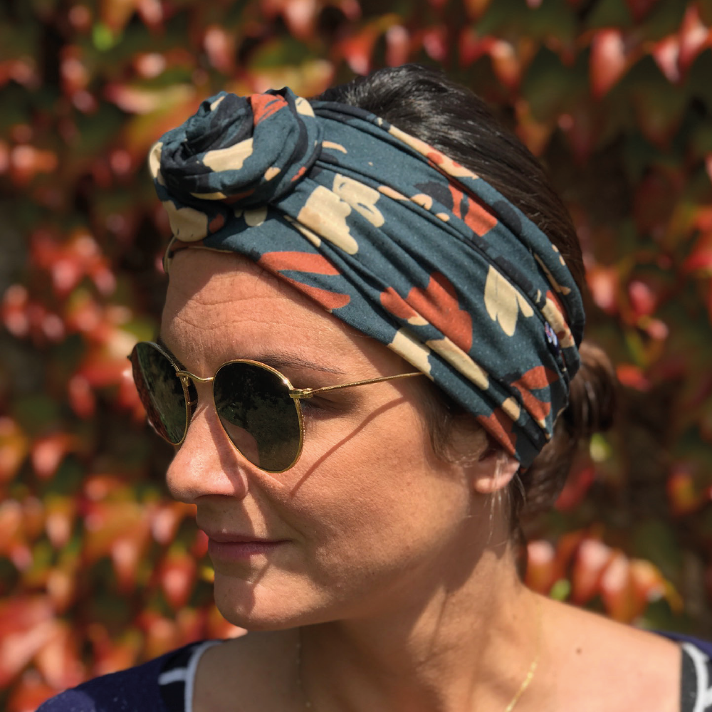 Bandeau rigide - Vert à fleurs
