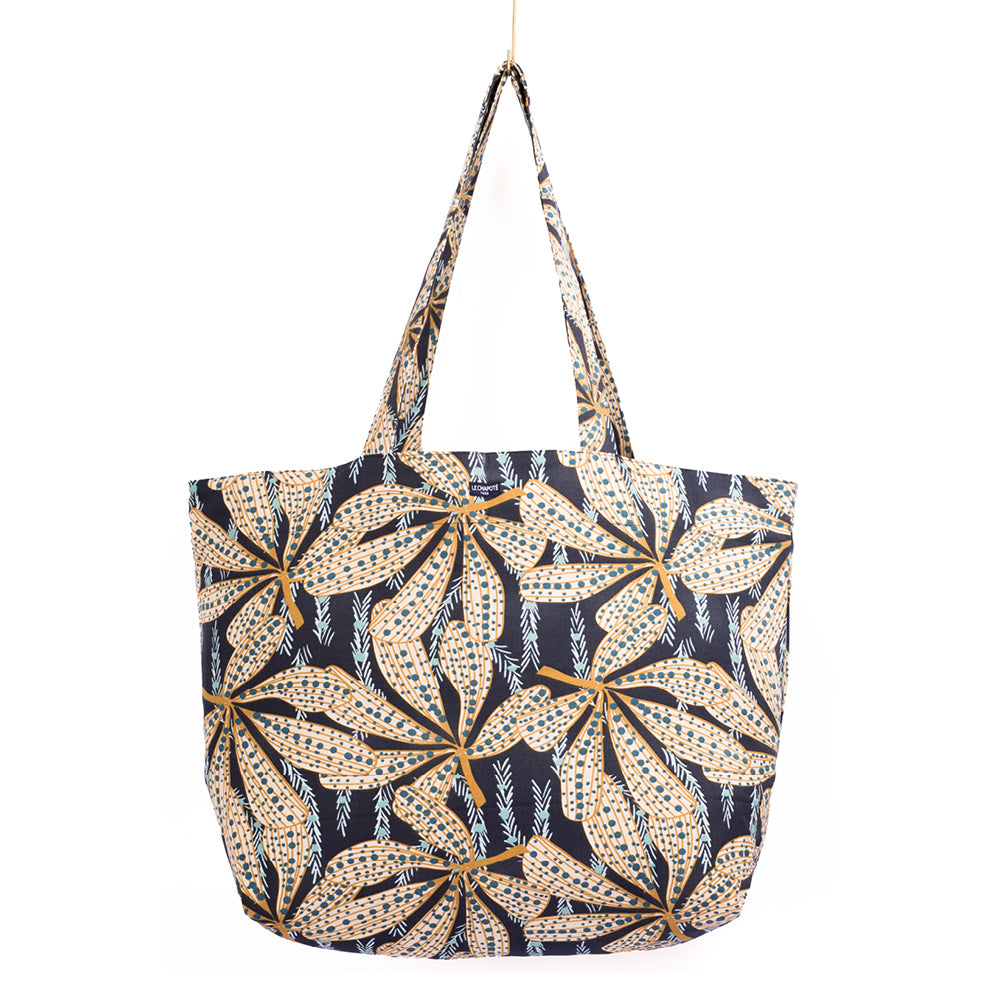 SAC CABAS - Feuilles bleues